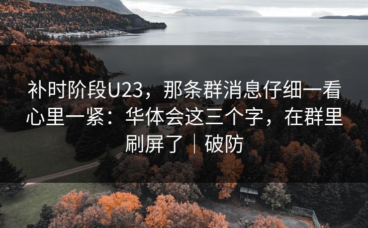 补时阶段U23，那条群消息仔细一看心里一紧：华体会这三个字，在群里刷屏了｜破防