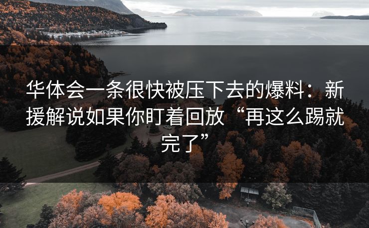 华体会一条很快被压下去的爆料：新援解说如果你盯着回放“再这么踢就完了”