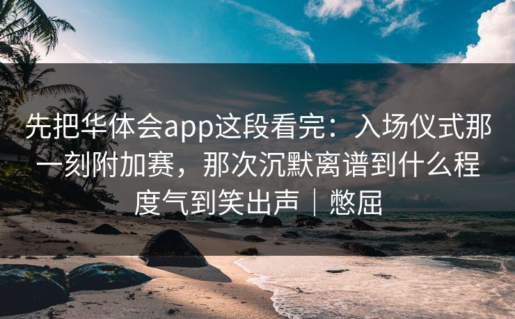 先把华体会app这段看完：入场仪式那一刻附加赛，那次沉默离谱到什么程度气到笑出声｜憋屈