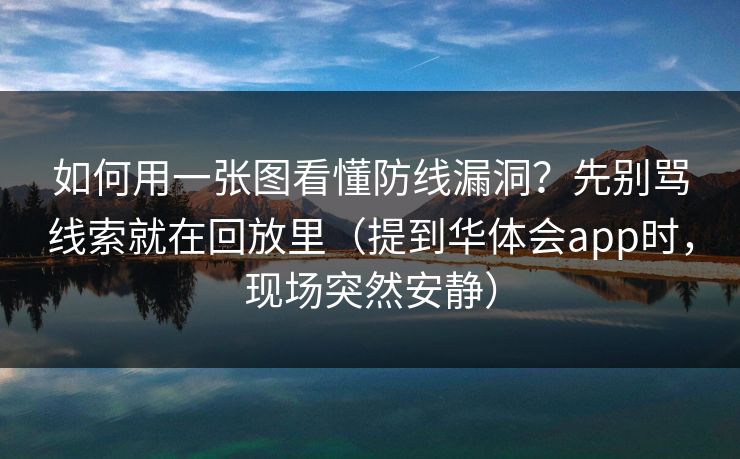 如何用一张图看懂防线漏洞？先别骂线索就在回放里（提到华体会app时，现场突然安静）