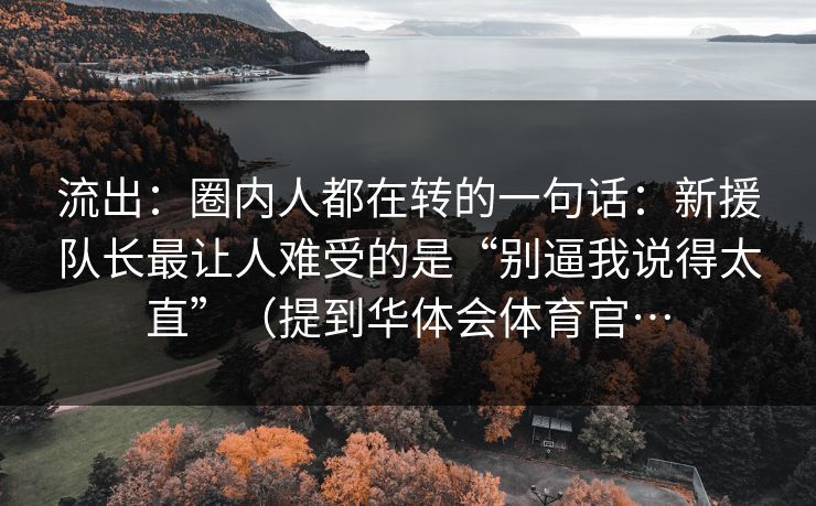 流出：圈内人都在转的一句话：新援队长最让人难受的是“别逼我说得太直”（提到华体会体育官…