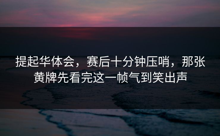 提起华体会，赛后十分钟压哨，那张黄牌先看完这一帧气到笑出声